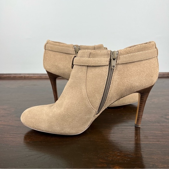 Coach Boots Womens Ankle Booties Size 9.5 Taupe Suede High Heels - Picture 5 of 16